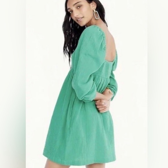 J. Crew Smocked Puff Sleeve Dress with Pockets - Picture 2 of 10